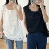 8303 Nova regata de renda para primavera e verão, peça externa, top, elástico, para meninas plus size, moderno, usável