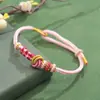 Pulsera Semi-terminada de Nudo Flor de Durazno Diy, Adecuada para Colgantes de Oro, Hilo Rojo Tejido a Mano para el Festival del Bote del Dragón