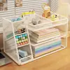 Estante de almacenamiento de escritorio, soporte para libros, gran capacidad, para que los estudiantes guarden libros, papelería y documentos, adecuado para escritorios de oficina