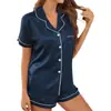 Comercio Exterior Europeo y Americano Transfronterizo Ropa de Casa Sexy para Mujer Traje Estampado Primavera y Verano Cómodo Casual Hogar Camiseta de Manga Corta y Shorts