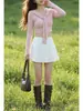 Falda Plisada Blanca de Traje de Alta Calidad, Nuevo Estilo de Verano para Mujer, Falda Gris Petite de Corte A, Falda Corta Negra
