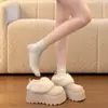 Jialuoya Botas de Neve Peludas com Solado Grosso Femininas Inverno Novo Aumento de Altura Sapatos de Algodão Peludos Slip-on Com Veludo Birkenstock