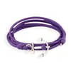 Pulseira de couro PU estilo retrô náutico não convencional europeu e americano, pulseira retrátil, corrente de mão com âncora de dois anéis, joias Yiwu