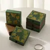Caixa Gaveta Criativa Preta para Joias com Janela, Brincos, Anéis, Colares, Caixa Gaveta Texturizada Estilo Chinês, Caixa de Embalagem para Joias