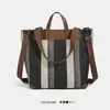 Bolsa Tote de Lona Listrada Color Block de Nicho Transfronteiriça para Mulheres, Nova Moda Primavera 2026 Bolsa de Ombro e Transversal de Grande Capacidade