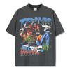 Camiseta Retro Transfronteriza Estampada de TRAVIS SCOTT Estilo Americano Lavada de Manga Larga Cuello Redondo Sudadera con Capucha Vieja de Manga Corta