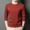 Suéter de gola redonda masculino primavera e outono negócios casual macio pele-friendly anti-rugas respirável pullover topo base camisa
