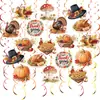 Decoraciones Colgantes Espirales para Fiesta de Acción de Gracias Temática de Otoño Calabaza Hoja de Arce Avellana Pavo Decoraciones de Cinta Espiral Colgantes