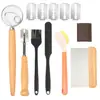 Juego de Herramientas para Hornear, Bol de Fermentación, Raspador, Brocha, Espátula con Mango de Madera, Herramientas para Dar Forma al Pan, Juego Completo