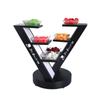 Bandeja luminosa para fruta de barra, con LED, creativa, para KTV, especial, en forma de V, de metal, de tres capas, con red roja para aperitivos y frutos rojos.