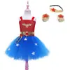 Disfraz de cosplay de Wonder Woman para niños, falda tutú, disfraz de rol, falda tutú de actuación para niñas de Halloween europeo y americano