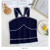 2024 Outono e Inverno listrado curto Slim-fit Emagrecimento Navel malha pequeno colete feminino novo uso interno bonito base traseira Sling