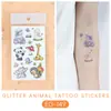 Pegatinas de Tatuaje Ruikalong Transfronterizas Nuevas con Brillo de Animales Marinos para Niños, Pegatinas de Tatuaje Coloridas Impermeables Lindas de Dibujos Animados