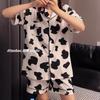 Pijamas femininos verão 2021 novo estilo coreano manga curta solto fino plus size outwear terno