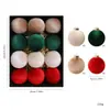 Nuevo Juego de Bolas de Navidad Cubiertas de Tela Colgante Caja de Escena Navideña Decoración de Árbol de Navidad