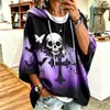 Sudadera con Capucha de Manga Tres Cuartos para Mujer 2026 con Estampado Digital 3D de Calabaza de Halloween Sudadera para Mujer