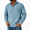 Camisa Casual de Vacaciones de Manga Corta Estilo Nuevo Europeo y Americano con Cuello de Solapa, Cárdigan Waffle de Manga Larga para Hombre de Playa