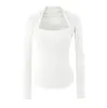Ins Ropa de mujer estilo europeo y americano al por mayor 2026 Otoño Nuevo Pura Deseo Sexy Cuello Cuadrado Manga Larga Ajustado Capa Base