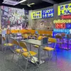 Mesas y sillas de restaurante estilo sudeste asiático transfronterizas, mesas de comedor de acero inoxidable estilo Hong Kong y estilo tailandés, sillas plegables, mesas de barbacoa para puestos de comida