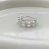 Anillo de Flor de Corazón Dulce y Elegante con Lazo para Mujer, Anillo Abierto Versátil y Moderno para Apilar, Anillo para Dedo Índice