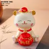 Figura Creativa Linda de Maneki-neko con Cabeza Oscilante Decoración para Escritorio de Oficina en Casa Artesanía de Resina Recuerdo Regalo
