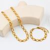 Temperamento de personalidad europea y americana chapado en oro de 18k cadena geométrica de cruz que no se decolora moda combinable brazalete collar joyería de alto sentido