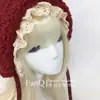 Lolita casera Caperucita Roja Retro Cuento de Hadas Orejas Puntiagudas Protección Auditiva Sombrero Cálido Encaje Encaje Sombrero de Terciopelo Engrosado y Cálido
