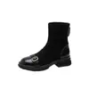 Botas de algodão confortáveis estilo coreano com sola macia, botas outono e inverno 2026, novo estilo fresco e moderno, botas femininas estilo Martin com bico redondo