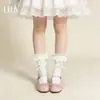 Calcetines Lolita de Encaje Blanco para Mujer, Estilo Media Pantorrilla, Calcetines Largos de Encaje JK, Medias Estilo Japonés, Al Por Mayor en Stock