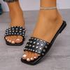 2025 Moda de Comercio Exterior Remache Casual Planas Talla Grande Pantuflas Verano Uso Exterior Color Sólido Planas Simples Venta al por Mayor