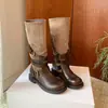 Botas empilhadas estilo vintage, botas Martin de cano médio, estilo western, novas 2026 botas de cavaleiro plissadas de sola grossa