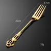 Juego de Cubiertos de Acero Inoxidable con Grabado Estilo Occidental 'Corte Real Transfronterizo' para Hotel y Restaurante Occidental, Cucharas para Postre, Cuchillos y Tenedores para Bistec