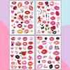Nuevo tatuaje transfronterizo para San Valentín para hombres y mujeres, pareja, labios rojos, sexy, amor, flor, tatuaje negro.