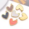 Pingente de Coração de Pêssego Esmaltado Grande de Aço Inoxidável 18x21mm Salpicado com Ouro Pingando Óleo para Colar DIY Corrente de Celular Acessórios de Joias