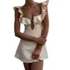 Vestido Curto de Verão Europeu e Americano Transfronteiriço 2026 Amazon Feminino com Decote U Sexy Babados Curto para Férias
