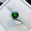 Venta al por mayor de fábrica Popular Anillo de Diopsido Natural Plata S925 Incrustado con Piedra Principal 8*8 Joyería de Lujo Venta Directa de Fábrica