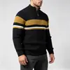 Suéter de Punto para Hombre Otoño Invierno Media Cremallera Bloques de Color Juventud Casual Europeo Americano Suéter Base de Punto