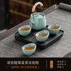 Juego de té de kung fu Ruyao beige, apto para uso doméstico al aire libre, tetera de cerámica, taza de té, una tetera, cuatro tazas, bandeja de té.