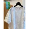Camisa de Lunares con Mangas Abullonadas Reductora de Edad para Mujer Nueva Holgada de Manga Corta Pullover Cuello Redondo Camisa Tipo Muñeca Top Verano