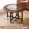 Mesa Redonda Grande para Uso Doméstico, Mesa de Comedor para 10 Personas, Mesa de Comedor Engrosada con Tablero Redondo, Mesa de Comedor Plegable para Banquetes con Plato Giratorio
