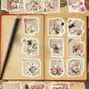 50 Piezas de Pegatinas Retro de Rosa con Citas Inspiradoras para Decoración, Taza de Agua DIY, Funda de Teléfono, Planificador, Pegatinas de PVC Impermeables Transfronterizas