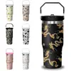 Amazon Taza de Acero Inoxidable de Doble Capa al Vacío de 30 oz Patrón de Dragón Taza Dorada Negra Taza de Impresión a Color 3D Procesamiento de Tazas