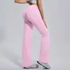 Pantalones de Fitness de Pierna Ancha Mingda de Sensación Desnuda Sin Costuras, Control de Abdomen de Cintura Alta, Moldeador de Cintura Delgada, Se Pueden Usar al Aire Libre, Pantalones de Yoga Ligeramente Acampanados