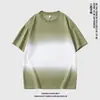 Verano Nuevo Holgado Manga Corta Hombre Degradado Berlín Tendencia Tops Cuello Redondo Camiseta Casual Ropa Gris Oscuro No