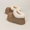 Botas de Nieve de Suela Gruesa para Aumentar la Altura, Zapatillas de Media Caña de Punta Cerrada para Mujer, Nuevos Zapatos de Invierno 2025 Estilo Birkenstock con Pantuflas de Algodón con Piel Sintética