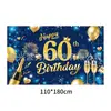 Novos adereços de decoração de aniversário transfronteiriços: Bandeiras decorativas de poliéster 100D, tecido para fundo de aniversário, faixas e dísticos personalizados
