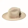Atacado de fábrica chapéu de jazz casual transfronteiriço novo chapéu de feltro de ovelha decorativo com laço de fita de lã pura