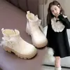 Dr. para Niñas. Botas Martens Malla Perla Lazo Botas Dulce Princesa 2026 Otoño Nuevas Botas Individuales Para Niños Medianos y Grandes Botas de Moda