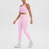 Top sin mangas Racerback de Alta Elasticidad Transpirable Agradable para la Piel Antishock para Yoga Deporte Correr Fitness Pantalones Largos de Cintura Alta Conjunto de Yoga