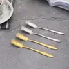 Cuchara para helado de acero inoxidable cabeza cuadrada dorada postre café para mezclar taza nido de pájaro almidón de raíz de loto cuchara venta al por mayor